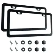 2PCS Premium Matte Black License Plate Frames, Solid Rust-Proof Aluminum Hold...
