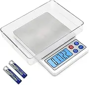 FEBHBRQ Digital Kitchen Scale 2000g x 0.1g /70.5 oz Gram Scale High-Precision Pocket Mini Pro Scale with Back-lit LCD Display and Tray for Food and Jewelry (Battery Included)