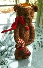 KURT ADLER HOLLY BEARIES - CHRISTMAS BEAR CANDLEHOLDER