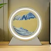 Moving Sand Art Decor Lamp, Deep Sea Dynamic 3D Sandscapes Pictures in Motion Office Desktop Art Decor for Table Toys and Decoration, Relaxation, Rotatable Painting Light
