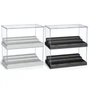 3-Steps Acrylic Minifigures Display Case Stackable Dustproof Collectibles Box