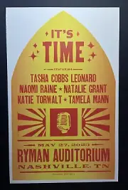 2023.05.27 Hatch Show Print Tasha Cobbs Leonard "It's Time" Ryman Auditorium