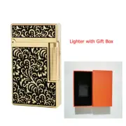 JT Dunant Brass Engraved Lighters Butane Refill Ping Sound For Cigarette Smoking