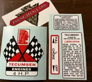 Tecumseh Engine 4-hp Engine Crossed Flags decal H40 Mini Bike Go Kart Set 4