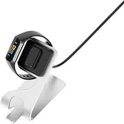 Metal Charger Stand Intended for Fitbit Charge 5 6/ Luxe Watch, Portable Watch Charger with USB Charging Cable Station for Charge 5/ Charge 6/ Luxe(Silver)