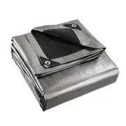 3x4.5m Tarp Camping Tarps Poly Heavy Duty Cover 180gsm Silver Tarpaulin