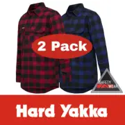 2 PACK (1 x Red /1 x Blue ) Hard Yakka Check Flannel Long Sleeve Shirt - Y07295