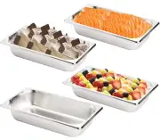 4 Pack 1/3 Size x 2.5 Inch Deep Steam Table Pan Stainless Steel Anti-Jam Pan