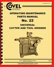 Covel No. 22 Universal Cutter & Tool Grinder Instructions & Parts Manual 1429