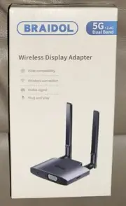 SEALED! BRAIDOL (Model Q4) 5G Dual Band Wireless Display Adaptor 4K HDMI LC MAC