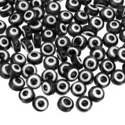 Evil Eye Beads, 100 Pcs 8mm Flat Round Evil Eye Charm, Black