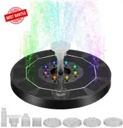 Solar Fountain Water Pump 16cm wth Lights,Floating Garden Decor for Pools &Ponds