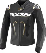 Ixon Vortex 3 Ladies Motorcycle Leather Jacket, black-white-gold, Size M for Women Black White Gold