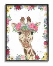 Stupell Flower Friends Giraffe by Emily Adams Framed Art