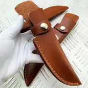 Fixed Blade Straight Holder Hunting Holster Cowhide Leather Sheath Bag Pouch
