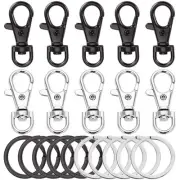 20pcs Swivel Clasps Lanyard Snap Hooks and Flat Key Rings, Zinc Alloy, Black,...