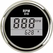 SKMWLMRAJ 2" 52mm 0-9990 RPM Digital Tachometer with Hourmeter Sensor Fit for Auto Car Truck Marine Boat Motorcycle 9-32V Accessories Automobile Tachometer(A)