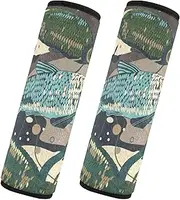 Car Seat Belt Pads 2 Piecing Soft Unique Car Safety Seat Belt Strap Shoulder Pad Camera Bag Strap Cover Car Accessories for Adults Youth Kids M Hawaiian Fish Carp