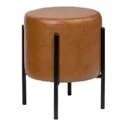 JONATHAN Y Silvia 18.5" Modern Minimalist Round Backless Metal/Cushioned Vanity Stool in Caramel Brown at Nordstrom One Size