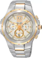 Seiko SPC062 Mens Watch Coutura Two Tone Stainless Steel Chronograph White Dial
