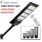 Solar Street LED Light Radar Sensor Remote Outdoor Garden Yard Flood Wall Lamp