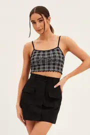 Black Singlet Top Round Neck Seamless - Size S, Women's Singlet