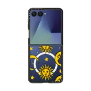 Galaxy Z Flip7 Impact Magnetic Case Sun Moon Stars Transparent Gold Yellow