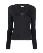Black V-neck long-sleeved pullover M