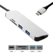 2025 USB 3.1 Type-C USB-C to HDMI +Dual 3.0 Hub &SD TF Card Reader for Laptop PC