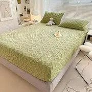 NOVSKI Luxury Mattress Covers, Magic Velvet Mattress Covers, Soft Jacquard Fabric Breathable Noiseless Mattress Pad Covers,Green,120x200cm