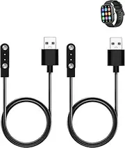WUNIAK Charging Cable for uaue T60-New Smart Watch, Magnetic USB Charging Cable USB Flexible Charger Cord Cable Accessories for uaue T60-New，（2 Pack）