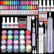 SAVILAND Dip Powder Nail Kit with Drill - 20 Colors Summer Dip Nails Powder Starter Kit with Everything Dip Liquid Set Dipping System Base Top Coat Activator for Dip Manicure Art Salon DIY