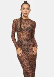 [BINYA] Tattoo Penelope Net Mesh Maxi Dress