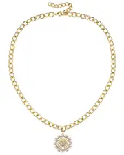 Rachel Glauber 14K Plated CZ Sunshine Flower Necklace