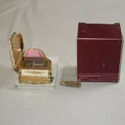 Vintage Adante Music Box Piano Trinket Floral Lid Gold Accents
