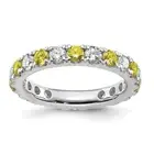 2.6Ct Lab Grown Diamond & Yellow Sapphire Eternity Band Ring Sz 6 14K White Gold