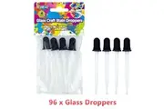 96 x Glass Eye Dropper Pasteur Teat Pipette Art Craft Project Paint Ink Glue Lab