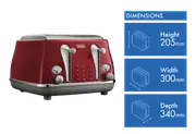 DeLonghi Icona Capitals 4 Slice Toaster Tokyo Red