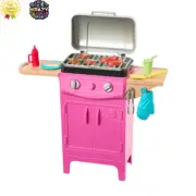 Barbie Dreamhouse BBQ Grill Set - Pink Grill with Accessories Backyard Cookouts