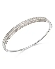 Bloomingdale's Fine Collection Diamond Baguette & Round Bangle Bracelet in 14K White Gold, 3.0 tcw