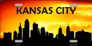 Kansas City Silhouette Skyline Metal Novelty License Plate Tag for Car & Truck