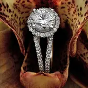 1.72 CT ROUND CUT DIAMOND SPLIT SHANK HALO ENGAGEMENT RING WHITE GOLD TREATED