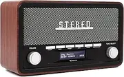 Denver DAB-18 Vintage Style Stereo DAB/DAB+ & FM Radio – Real Wood Cabinet, Bluetooth, Clock Radio Alarm, AUX in