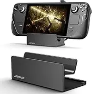 JSAUX Stand for Official Compatible with Steam Deck Dock & Steam Deck with Case, Frosted Aluminum Alloy Playstand, Anti-Slip Holder for Valve SteamDeck, Black