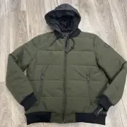 Kenneth Cole Oxford Removable Hooded Bomber Jacket Olive Men's Size Medium NWT