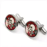 Victorian Memento Mori Cufflinks - Gothic Skull Silver Cufflink Set w/ Box - 134