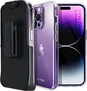 MOTIVE for iPhone 14 Pro Max Holster Case, Shockproof Protective Bumper & Slim Cover Case with Belt Clip, Not Yellowing Phone Case for Apple iPhone Case with Clip | Crystal Clear