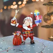Funny Drunk Santa Claus with Presents Pop Up Christmas Card