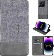 Cover Compatible with Oppo A96 5G PFUM10,Compatible with Oppo Reno7 Z 5G / Reno8 Z 5G / Reno8 Lite 5G Phone Case Stand Wallet Card Holder Magnetic Clasp Gray