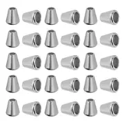 Bell Stopper Conical Cord Ends 30Pcs Cord for DIY Clothes Bright Silver Tone